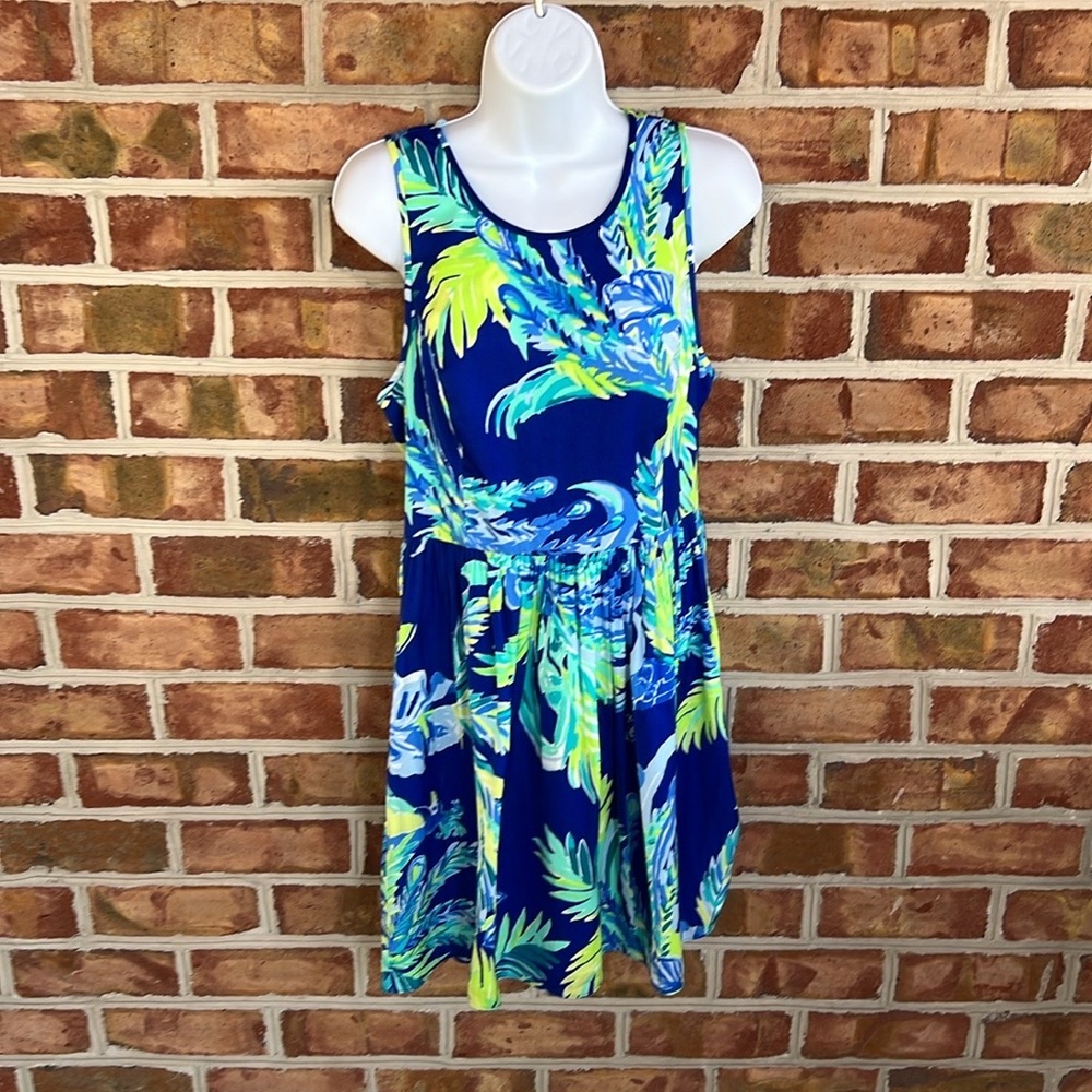 Lilly Pulitzer Kassia Dress in Twilight Blue Nest to Nothing tropical print Sz 6
